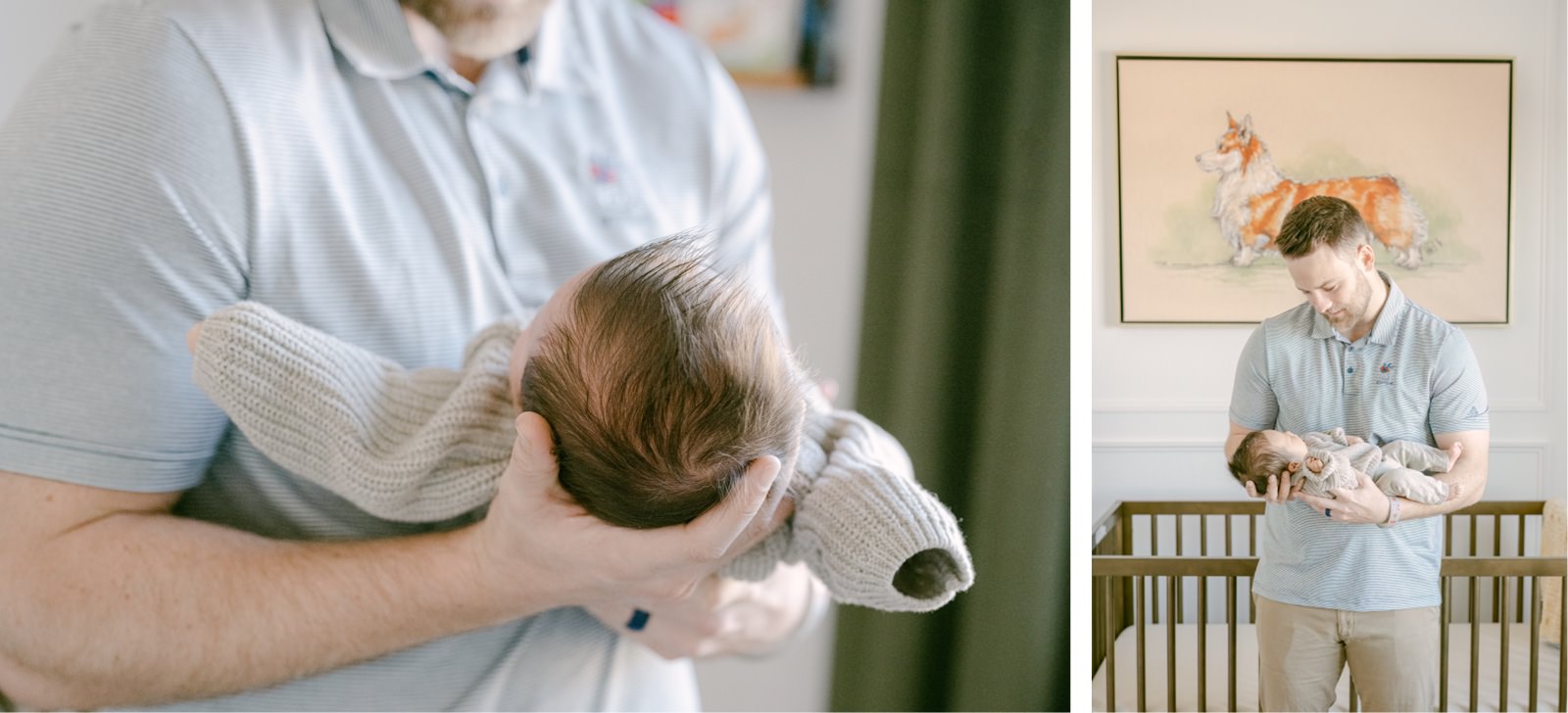 Candid images of a Colorado father with his daughter during a newborn baby photoshoot